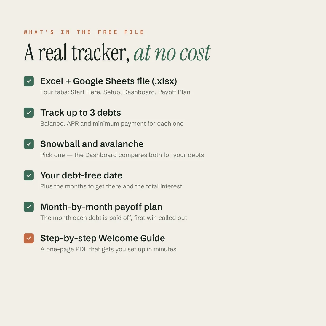 What is included in the free Debt Payoff Tracker.